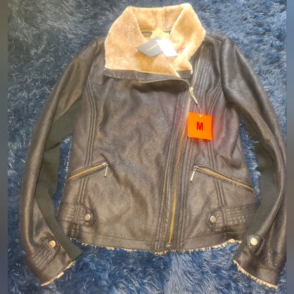 Weatherproof Jackets & Blazers - Nwt weatherproof faux shearling full zip moto style jacket size medium